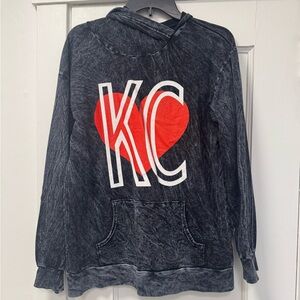 Black Hoodie with Red Heart KC Design